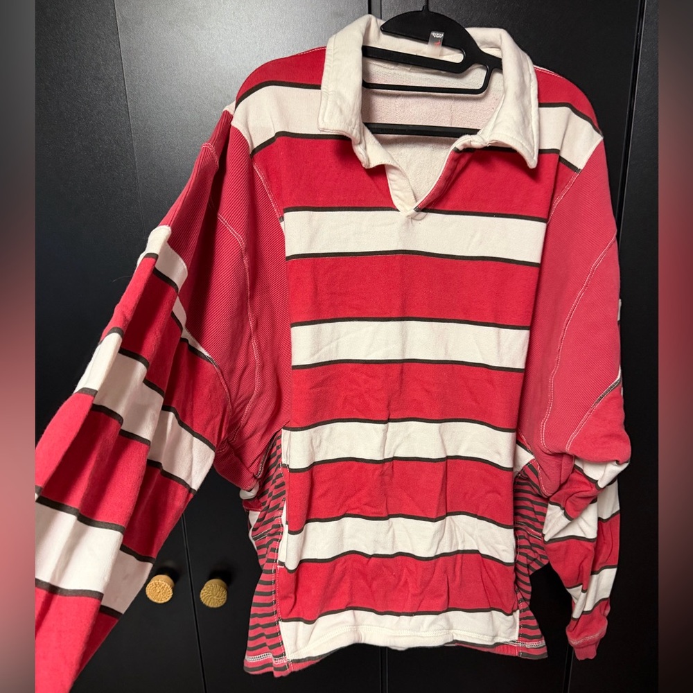 Free People Striped Rugby Shirt - Size Large